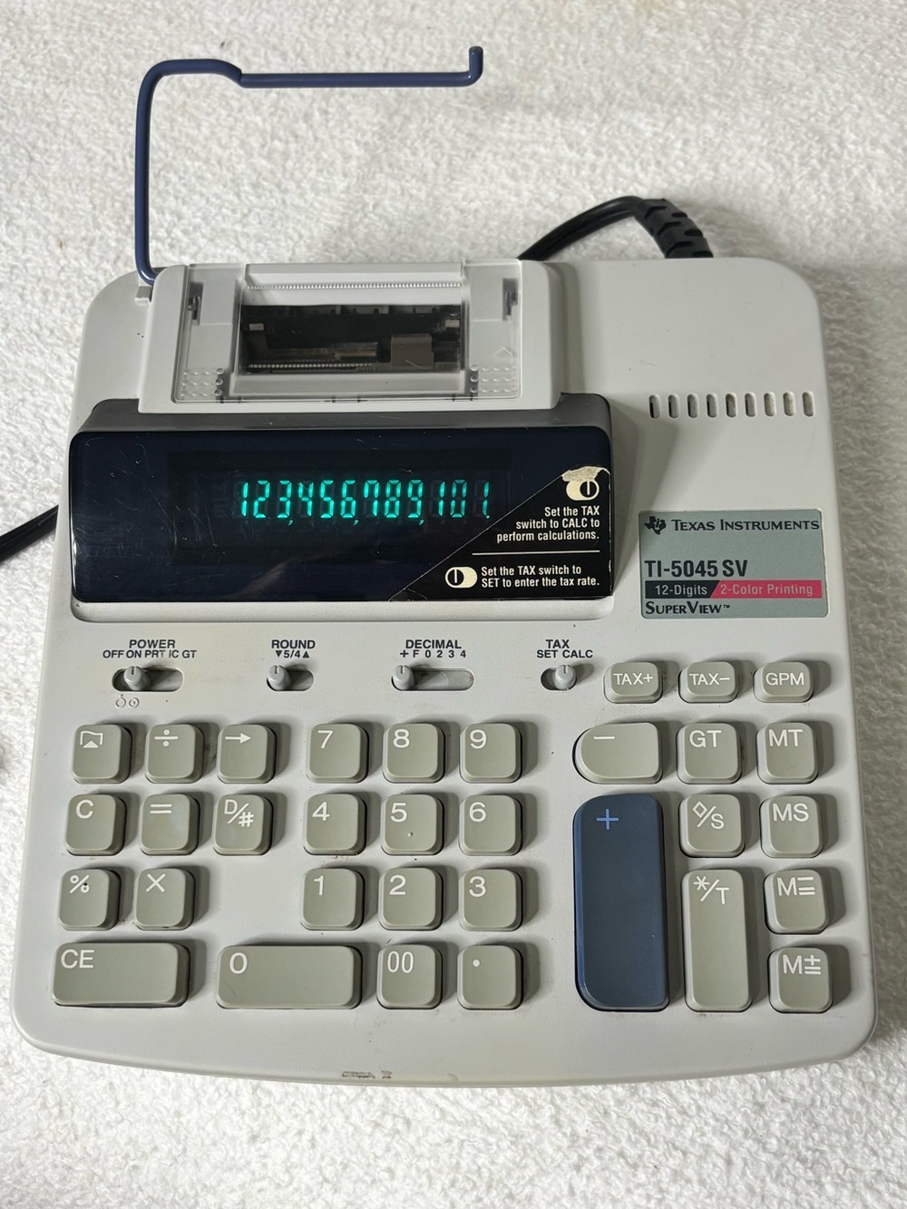 Texas Instruments White and Gray Printing Desktop Calculator